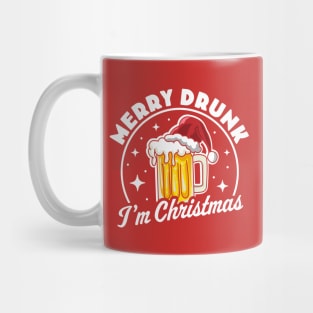 Merry Drunk I'm Christmas Funny Beer Drinker Santa Hat Mug